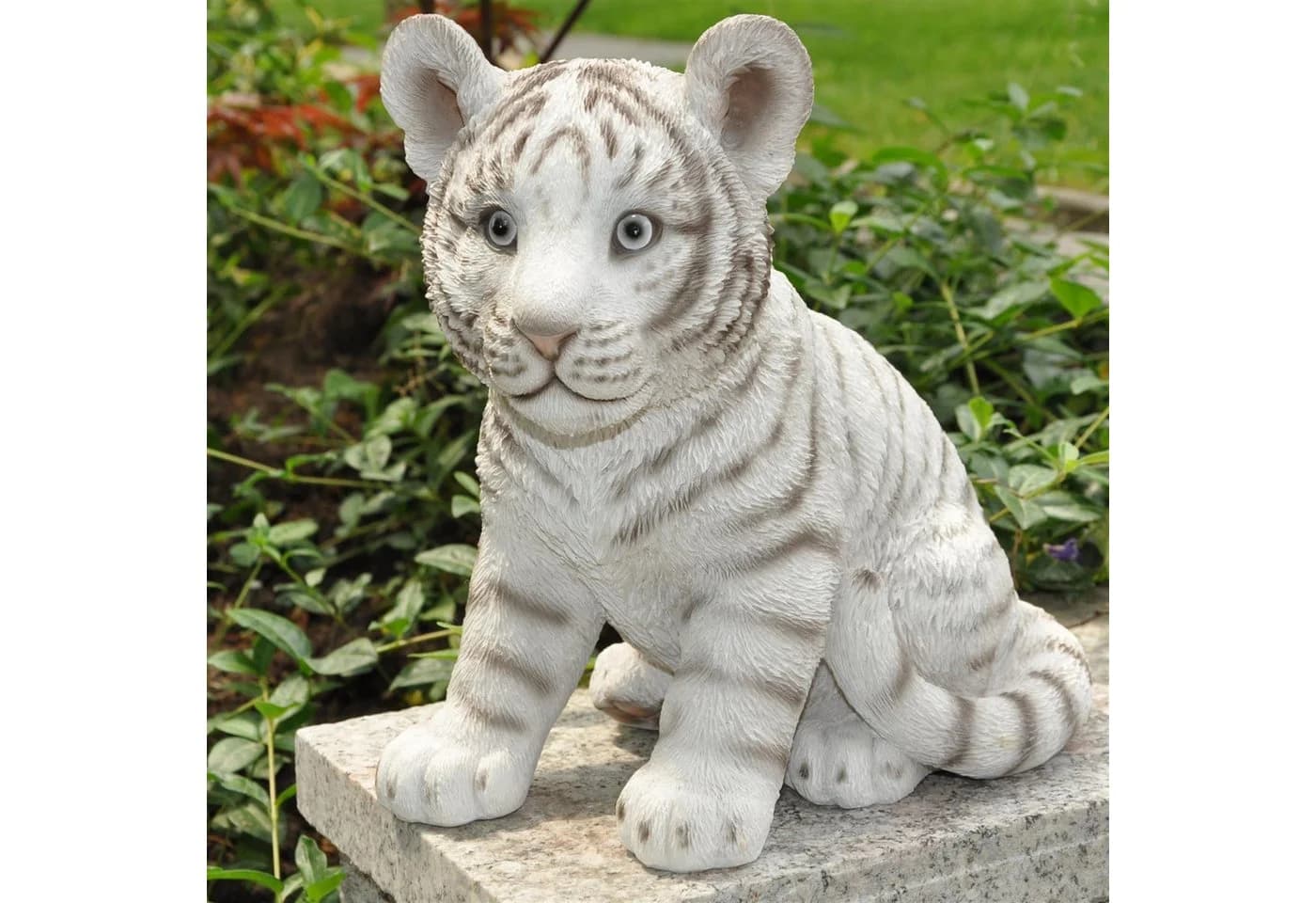 Dazikemo Dekofigur Gartenfigur weißer Tiger Kunststein - Bild 3
