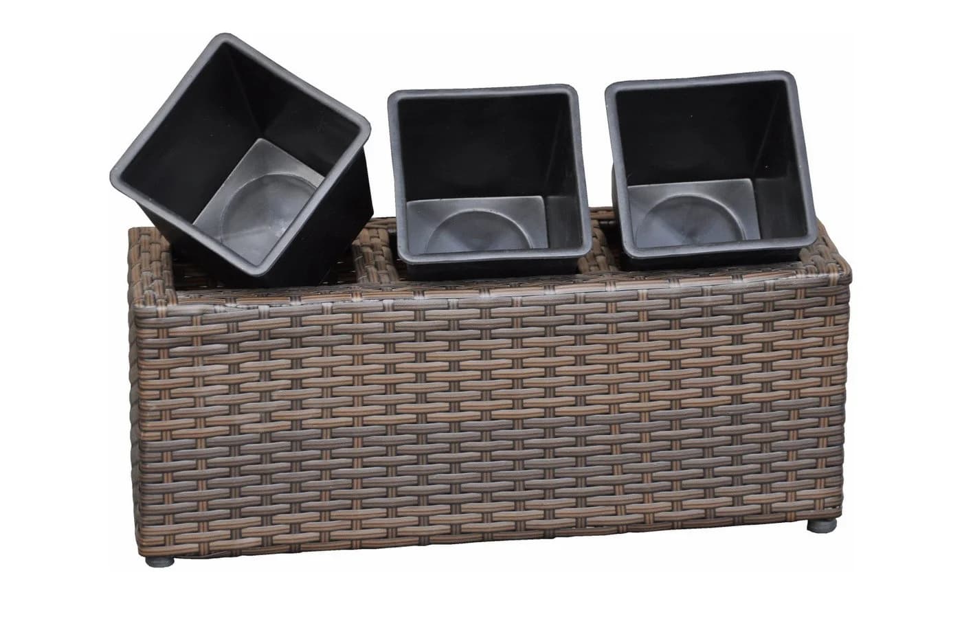 dazikemo Blumenkasten 3er Set Polyrattan Braun