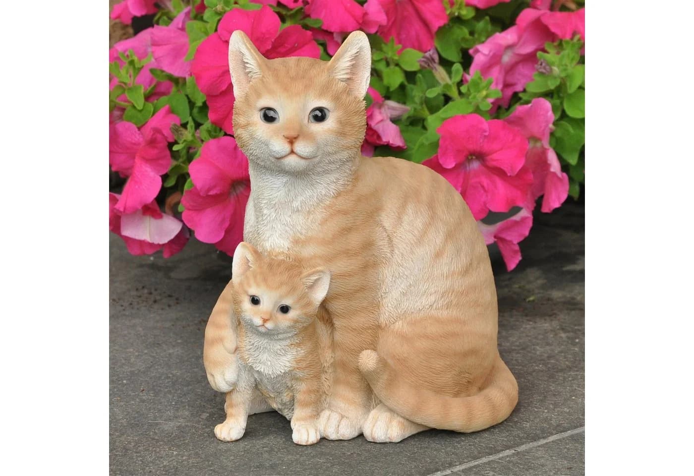 dazikemo Gartenfigur Katze mit Katzenbaby Brauner Kunststein - Bild 2