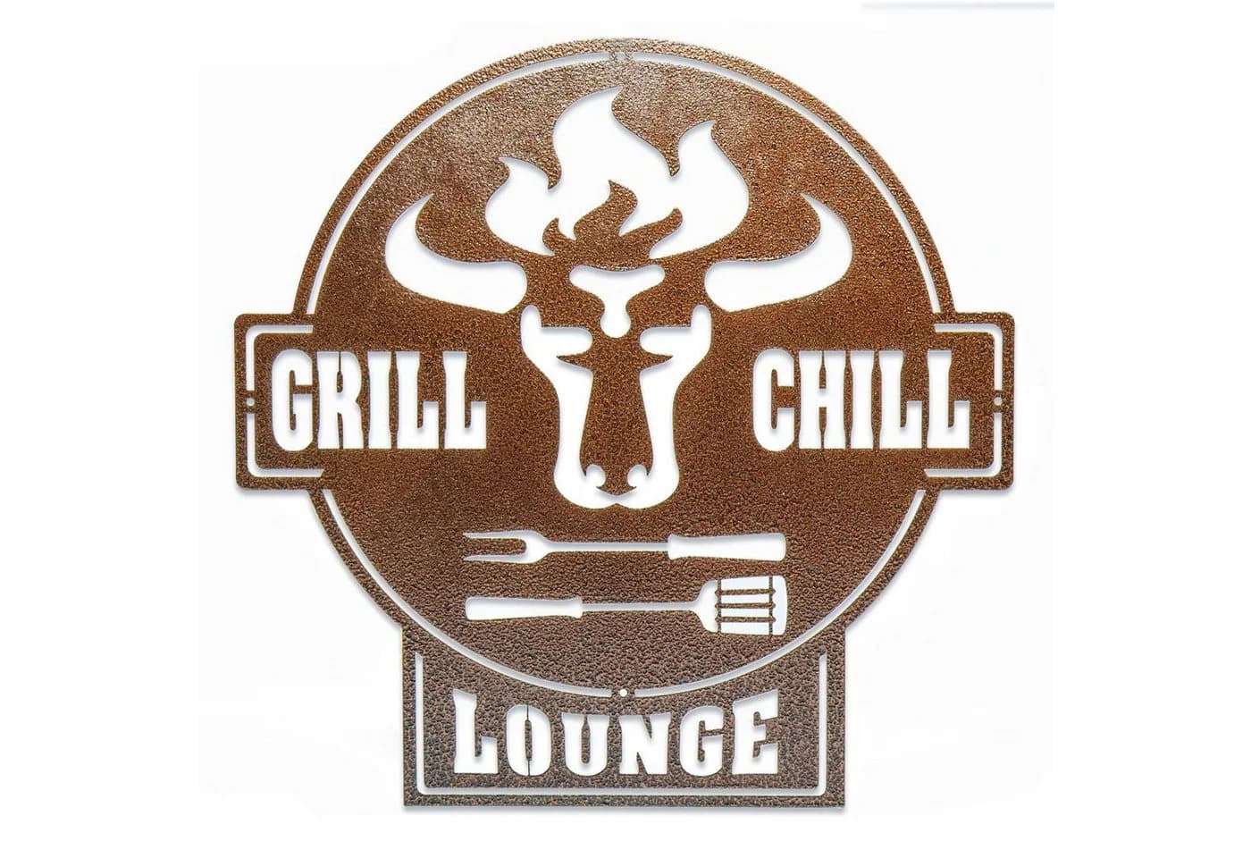 teileplus24 Gartenschild Grill & Chill Lounge Metallschild Schwarz - Bild 2