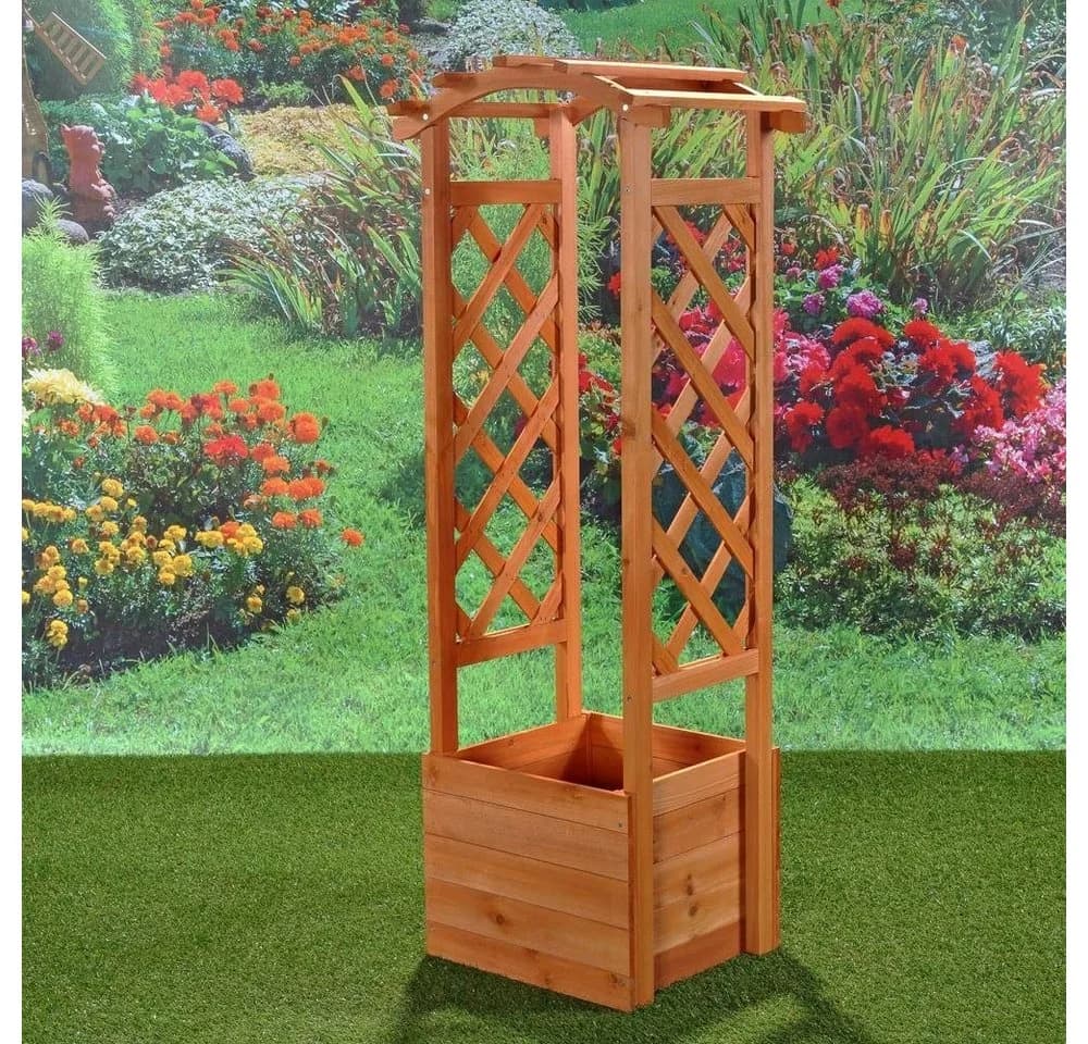 Melko Blumenbogen 2er Set mit Pflanzkasten Hellbraun Holz