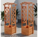 Melko Blumenbogen 2er Set mit Pflanzkasten Hellbraun Holz Bild 2