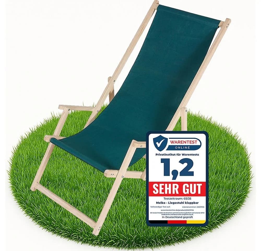 Melko Klappbare Gartenliege aus Kiefernholz mit verstellbarer Rückenlehne - Bild 2