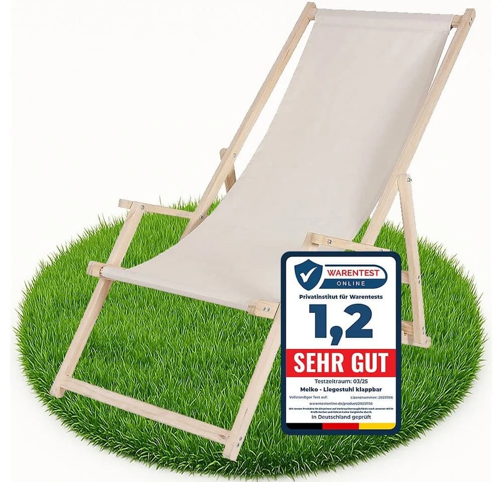 Melko Klappbare Gartenliege Holz Verstellbare Rückenlehne - Bild 2