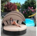Melko Gartenlounge-Set Polyrattan Sonneninsel 180cm Bild 1