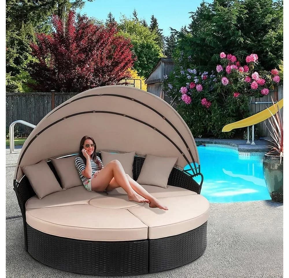 Melko Gartenlounge-Set Polyrattan Sonneninsel 180cm