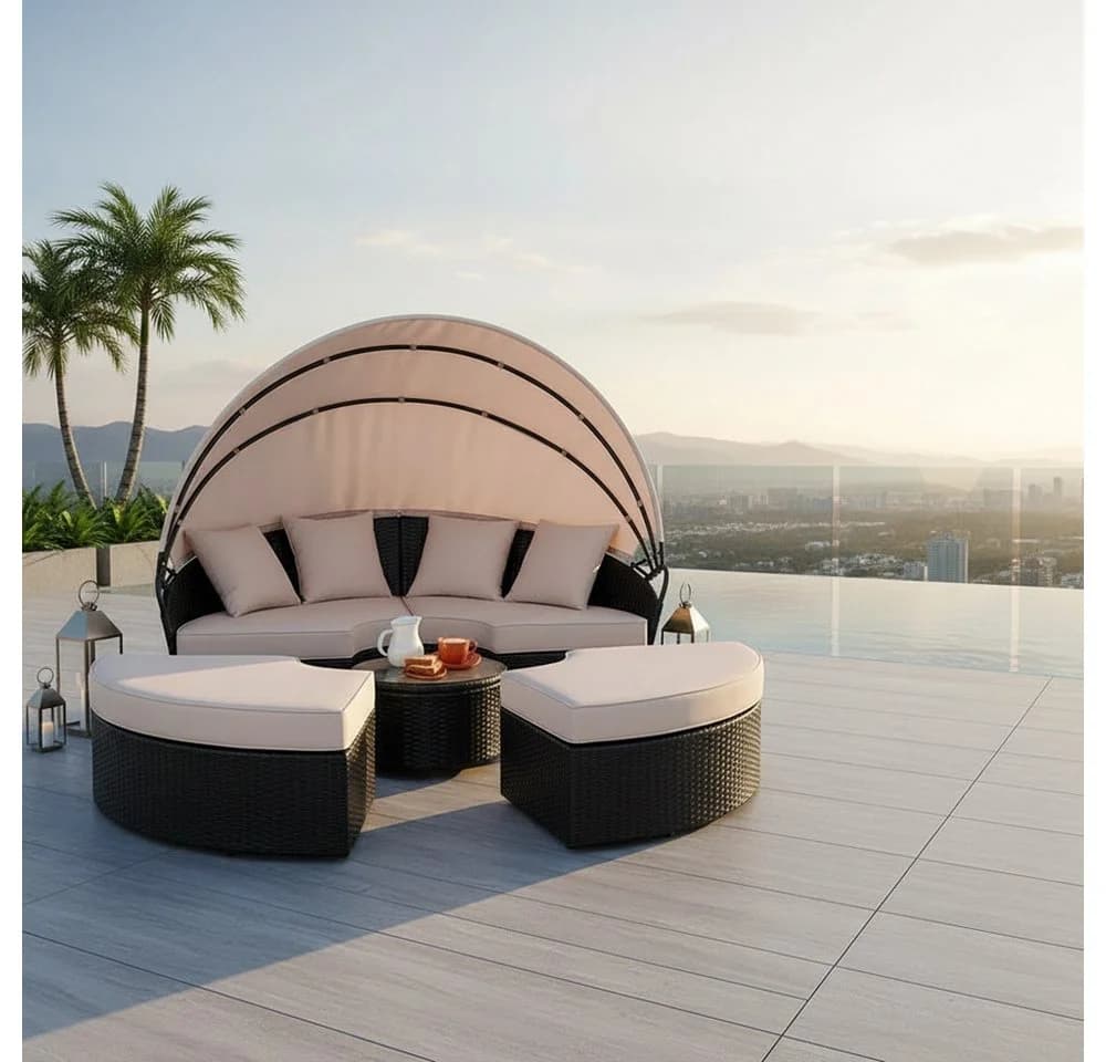 Melko Gartenlounge-Set Polyrattan Sonneninsel 180cm - Bild 2