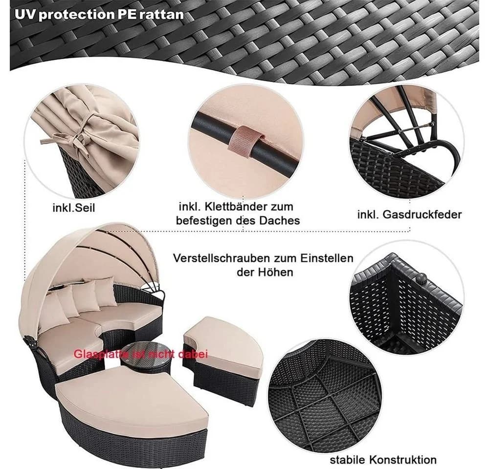 Melko Gartenlounge-Set Polyrattan Sonneninsel 180cm - Bild 3