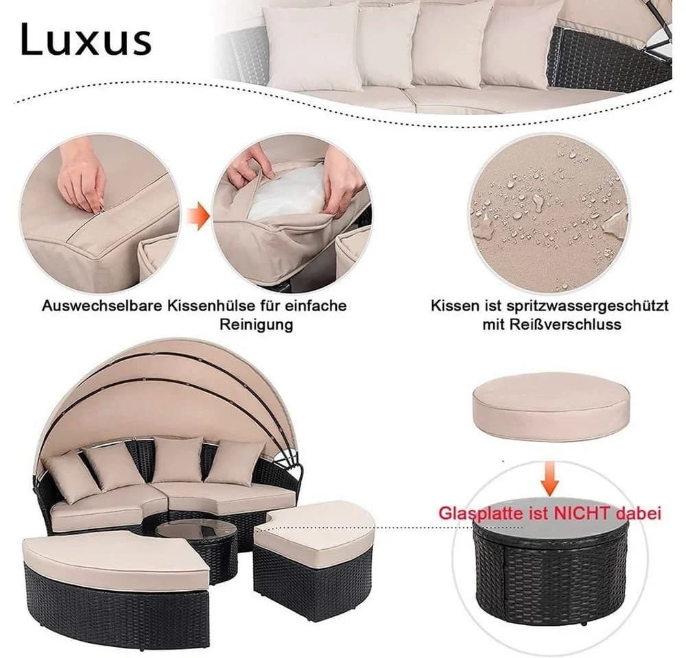 Melko Gartenlounge-Set Polyrattan Sonneninsel 180cm - Bild 4