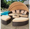 Melko Gartenlounge-Set Polyrattan Sonneninsel 180cm Strandkorb Set Bild 1