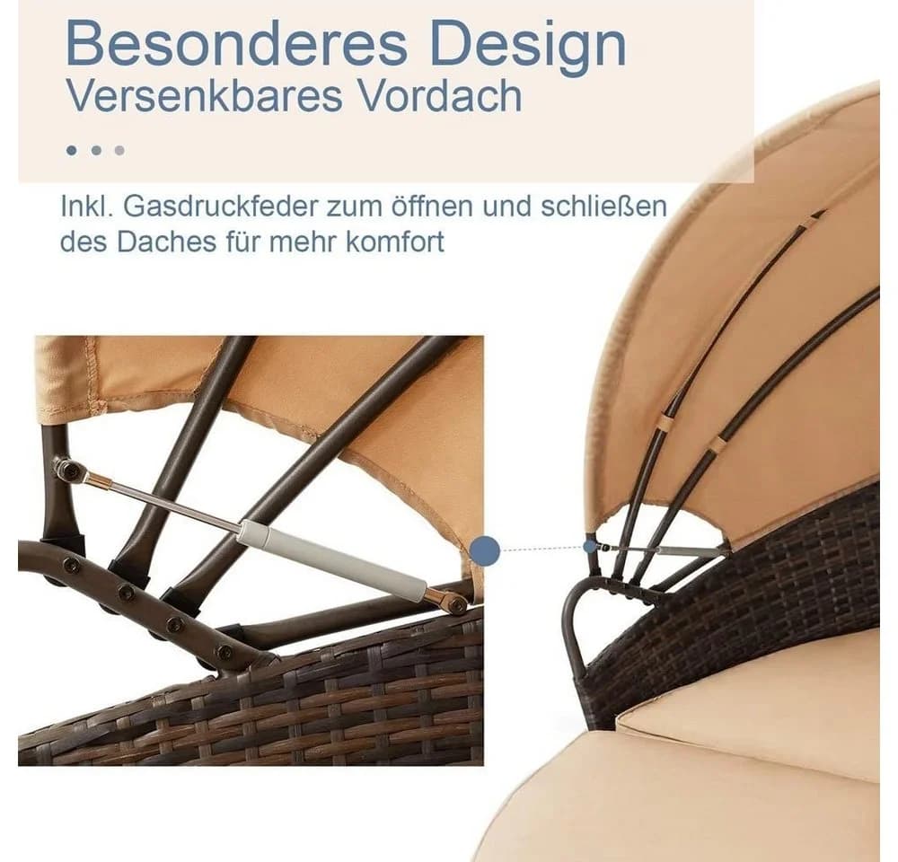 Melko Gartenlounge-Set Polyrattan Sonneninsel 180cm Strandkorb Set - Bild 3