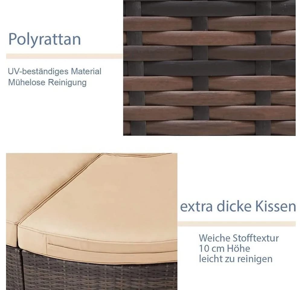 Melko Gartenlounge-Set Polyrattan Sonneninsel 180cm Strandkorb Set - Bild 5