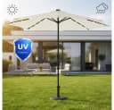 Melko Sonnenschirm Markt Ø 3m mit LED & Kurbel Beige Bild 2