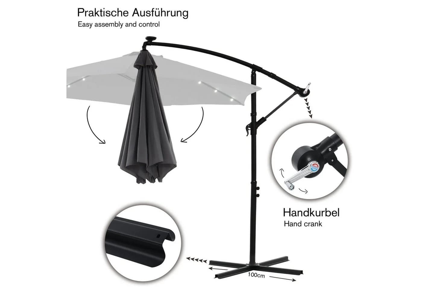 Melko Sonnenschirm 350 cm mit LED-Beleuchtung - Bild 5