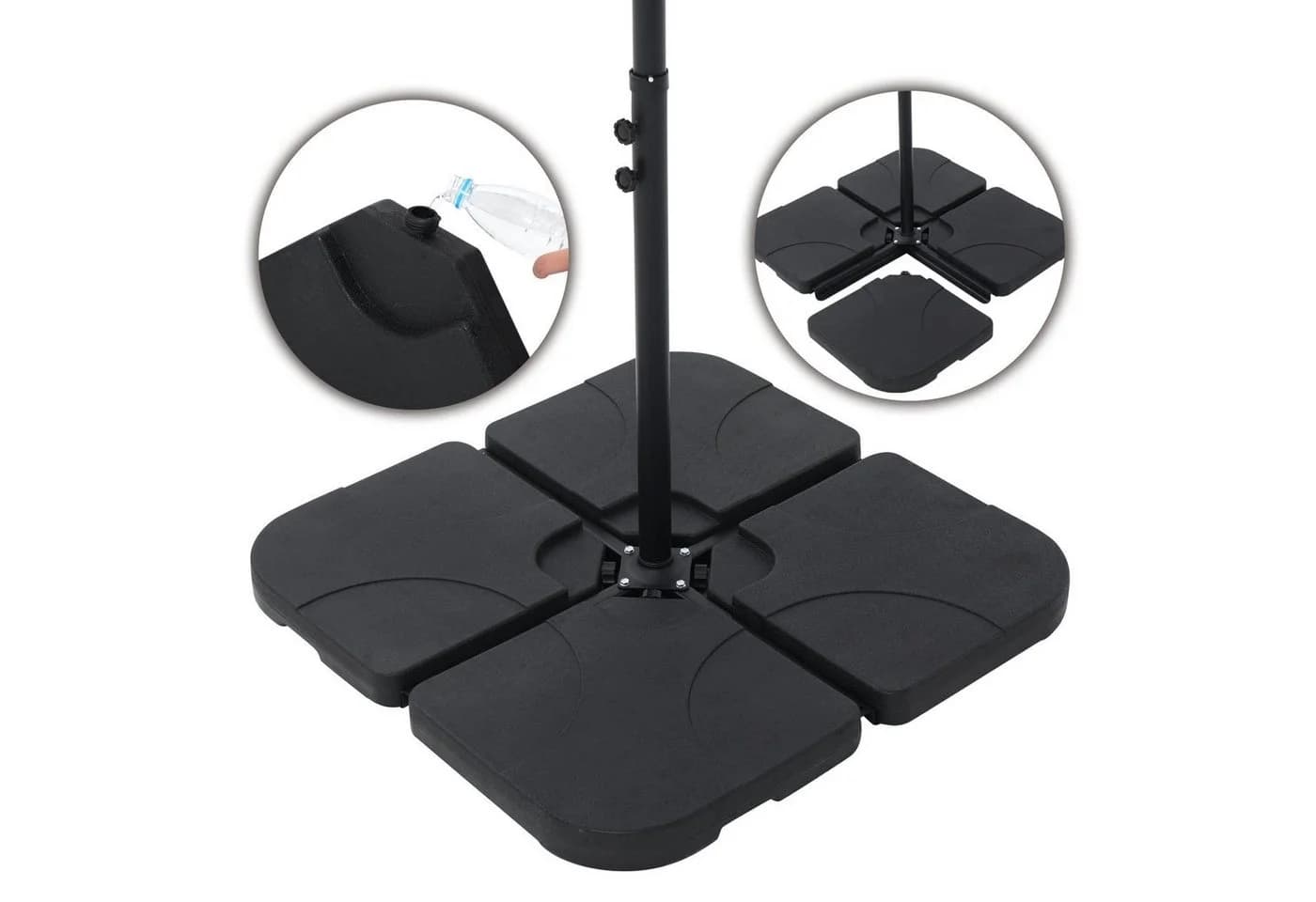 Melko Schirmständer 4er Set Schwarz Kunststoff 60L/80kg - Bild 3