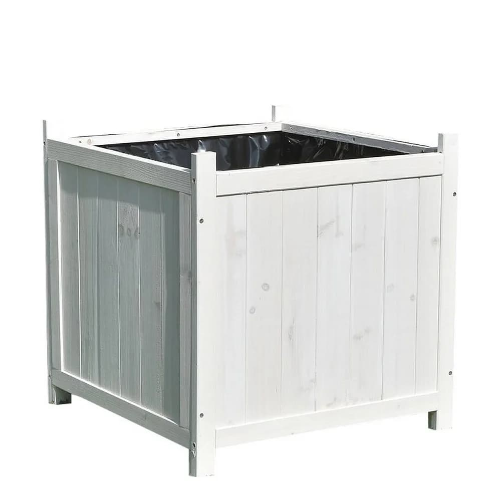 Melko Pflanzkübel Holz 50x50cm Panel-Optik Weiß/Grau/Braun - Bild 3