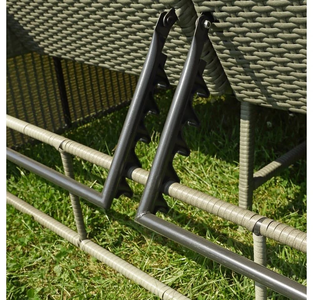 Melko Gartenliege Sonneninsel mit Dach Hocker Kissen Polyrattan Grau - Bild 4