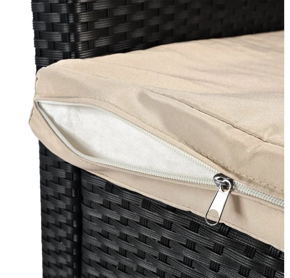 Melko Gartensessel Schwarz Beige Polyrattan Höhenverstellbar - Bild 4
