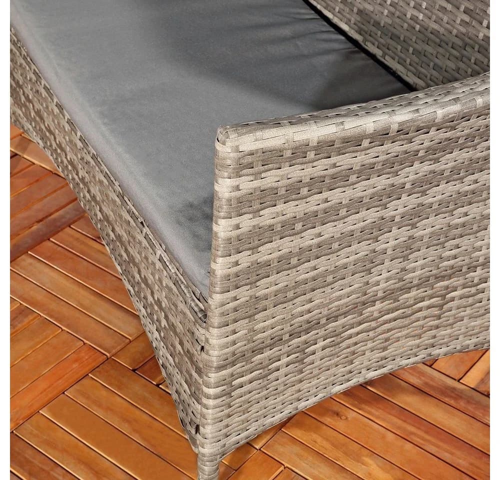 Melko Gartenbank Polyrattan Grau Grau Schwarz Braun mit Kissen - Bild 4