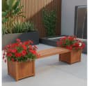 Melko Gartenbank mit 2 Blumenkästen Holz Braun Imprägniert Bild 2