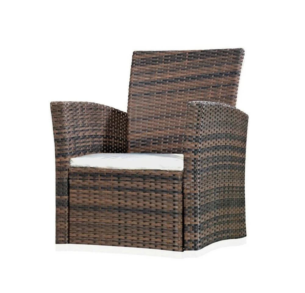 Melko Gartensessel Polyrattan Braun Hochlehner mit Kissen - Bild 2
