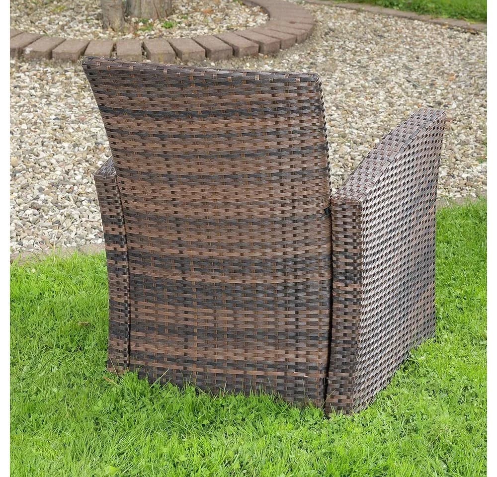 Melko Gartensessel Polyrattan Braun Hochlehner mit Kissen - Bild 4