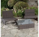 Melko Gartenlounge-Set 2 Sessel Tisch Braun Polyrattan Bild 1