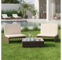 Melko Gartenlounge-Set 2 Sessel Tisch Braun Polyrattan Bild 2