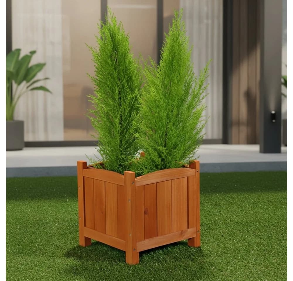 Melko Pflanzkübel Blumenkasten Blumentopf Pflanztrog aus Holz in Braun - Bild 2