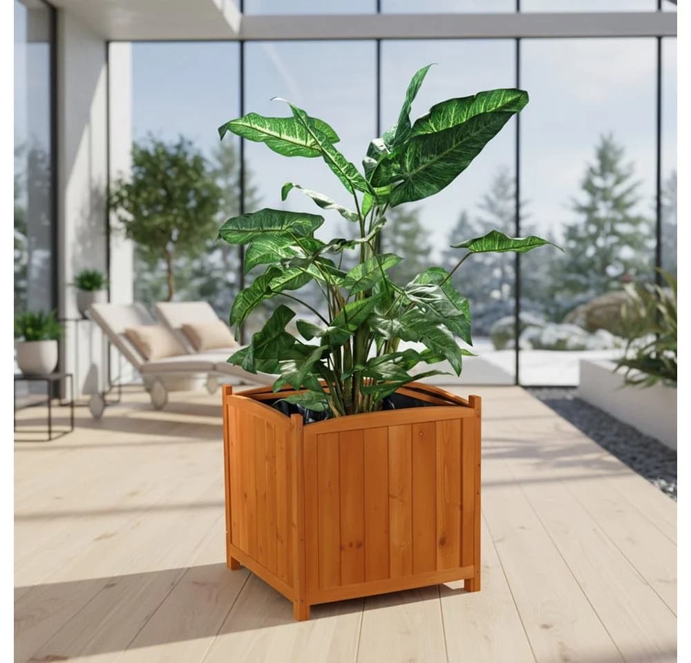 Melko Blumenkasten aus Holz Braun 50cm Eckig Landhausstil - Bild 2