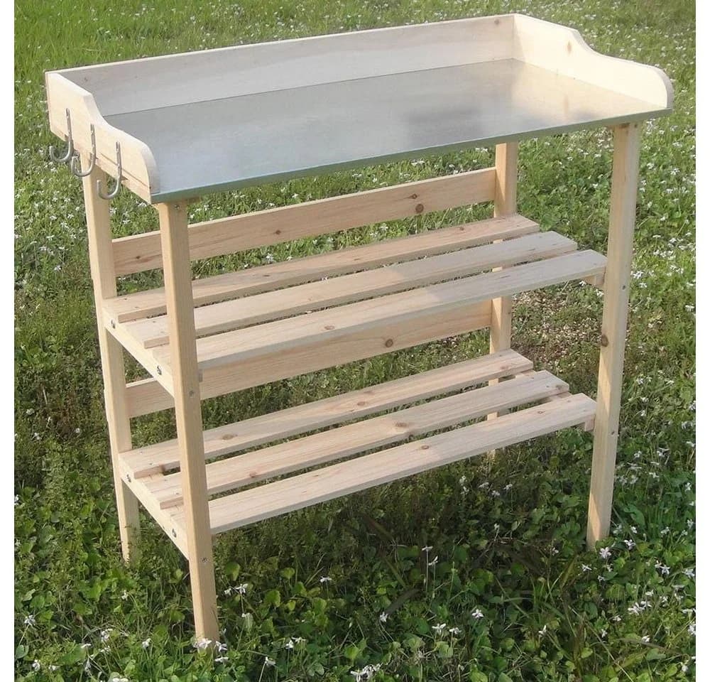 Melko Pflanztisch Gartentisch mit Ablage & Haken Fichtenholz - Bild 3