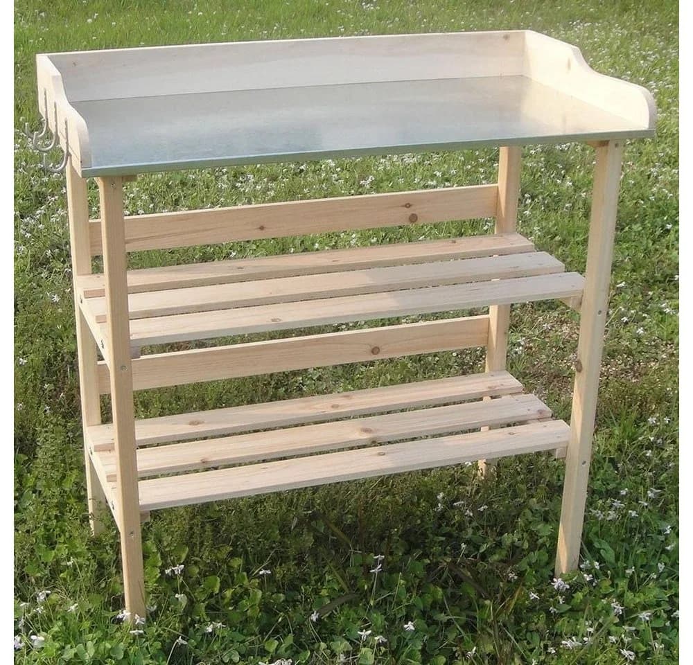 Melko Pflanztisch Gartentisch mit Ablage & Haken Fichtenholz - Bild 4