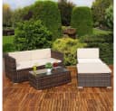 Melko Gartenlounge-Set 5-tlg. Polyrattan Sitzgruppe mit Glas Bild 1