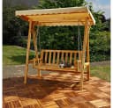 Melko Hollywoodschaukel 2-Sitzer Holz Beige mit Dach Bild 1