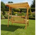 Melko Hollywoodschaukel 2-Sitzer Holz Beige mit Dach Bild 2