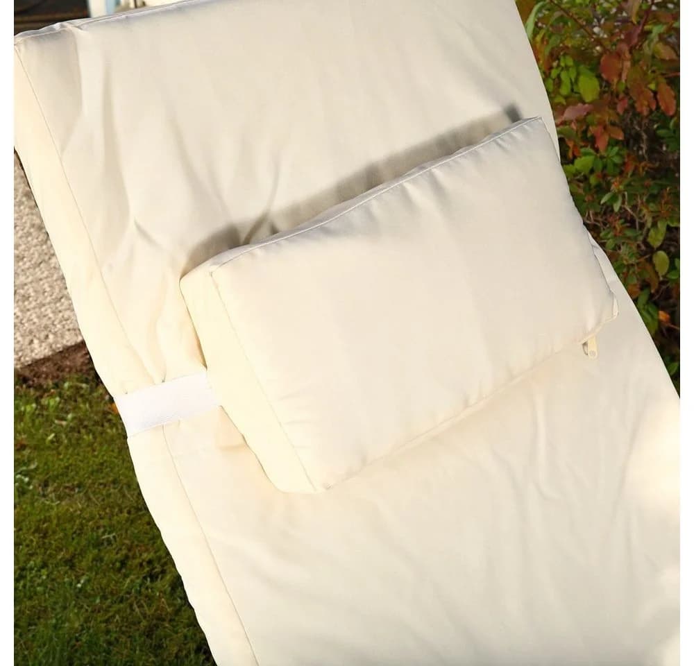 Melko Gartenliege Polyrattan mit Kissen & Kopfstütze Braun - Bild 3