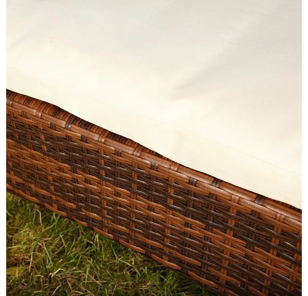Melko Gartenliege Polyrattan mit Kissen & Kopfstütze Braun - Bild 4