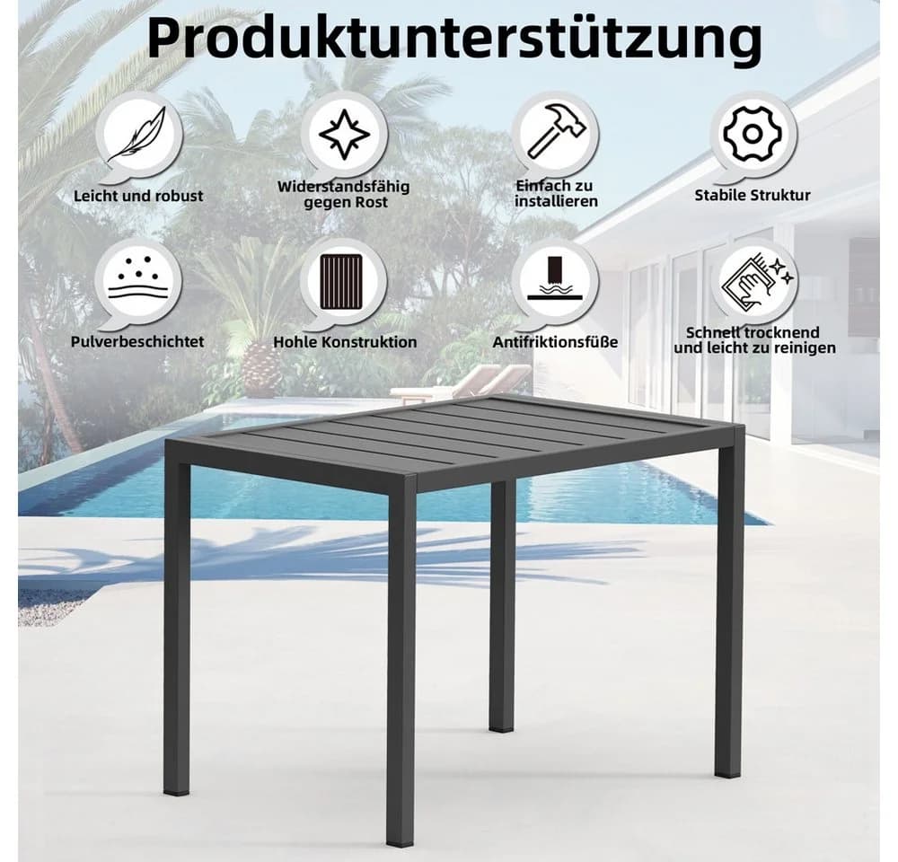 Melko Aluminium Beistelltisch Rechteckig Terrassentisch - Bild 3