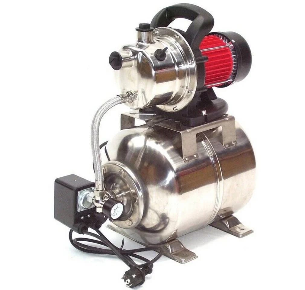 Apex Edelstahl Hauswasserwerk 1200W 3800L/h Gartenpumpe mit Druckkessel