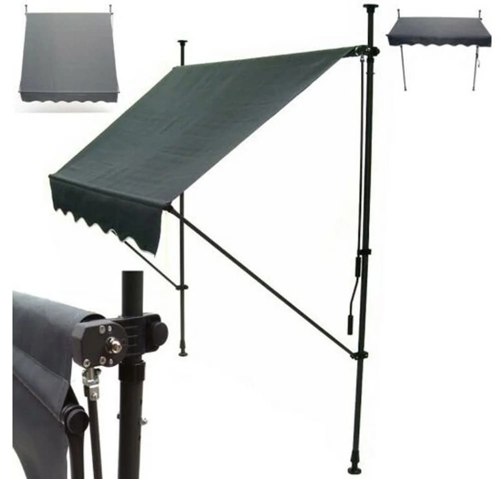 Apex Klemmmarkise 400cm anthrazit/beige mit Handkurbel - Bild 2