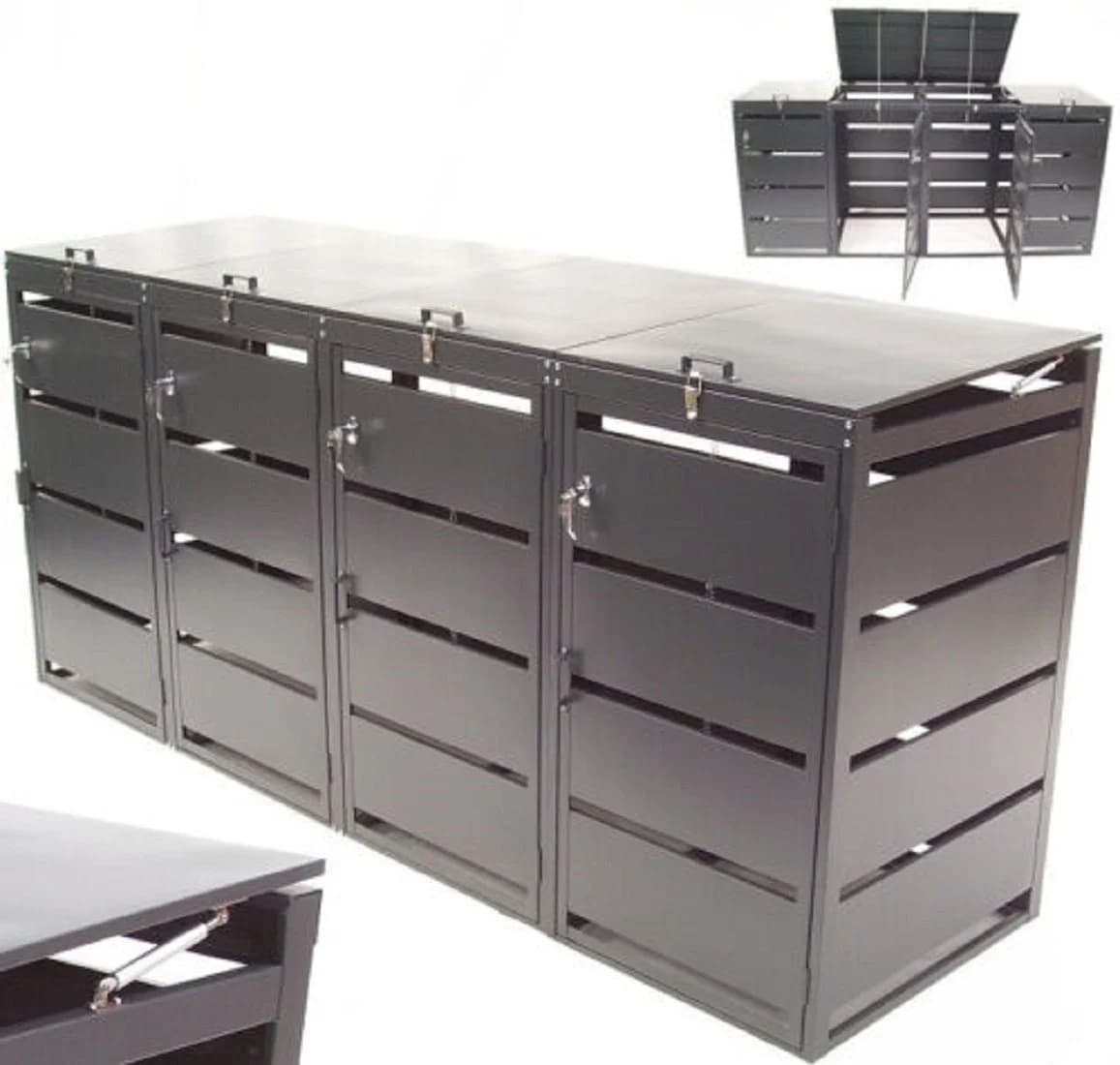 Apex Mülltonnenbox 4er 240L Anthrazitgrau Stahl - Bild 2