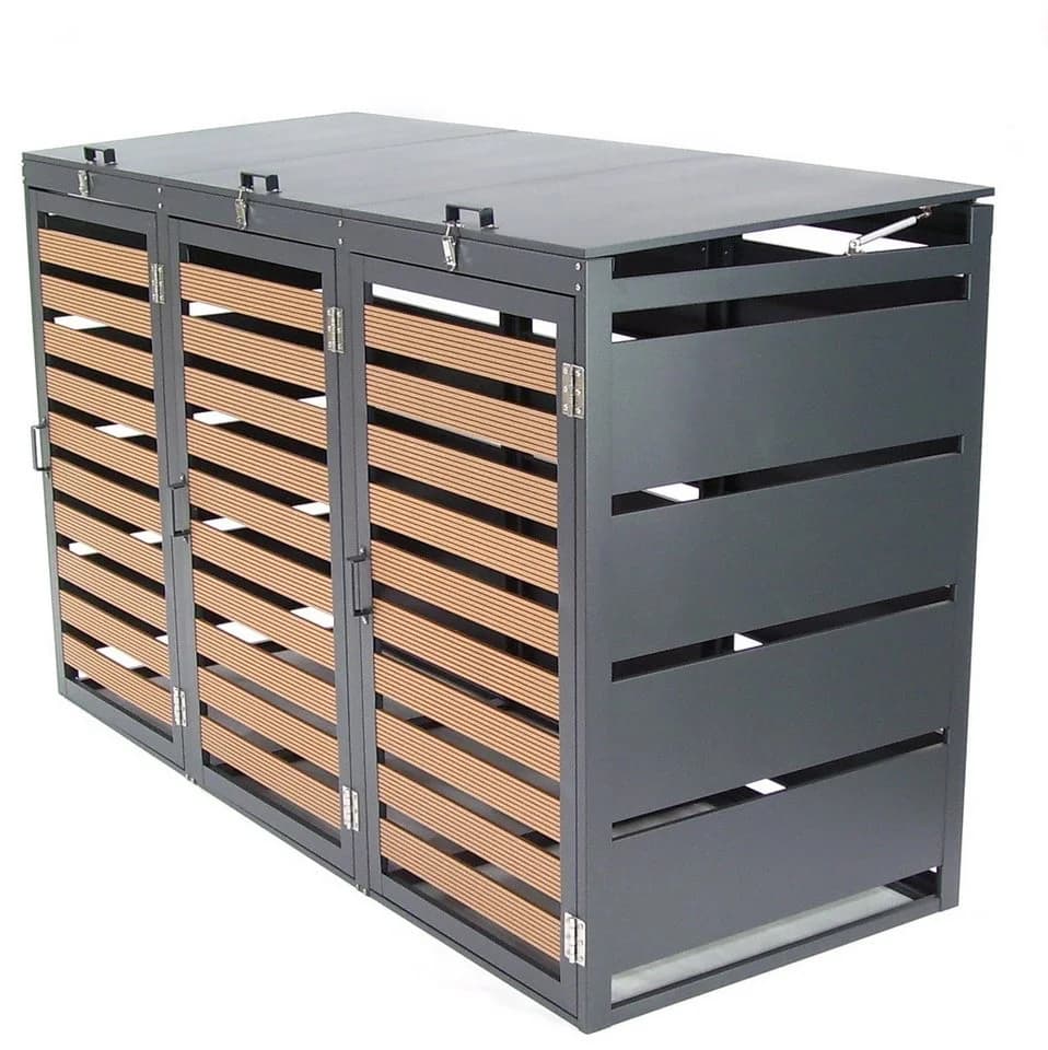 Apex Mülltonnenbox 3-fach 240L WPC Holzoptik Anthrazitgrau