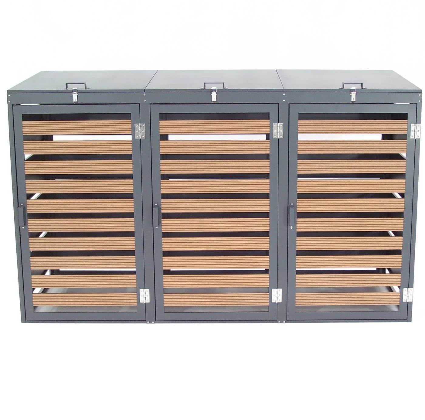 Apex Mülltonnenbox 3-fach 240L WPC Holzoptik Anthrazitgrau - Bild 4