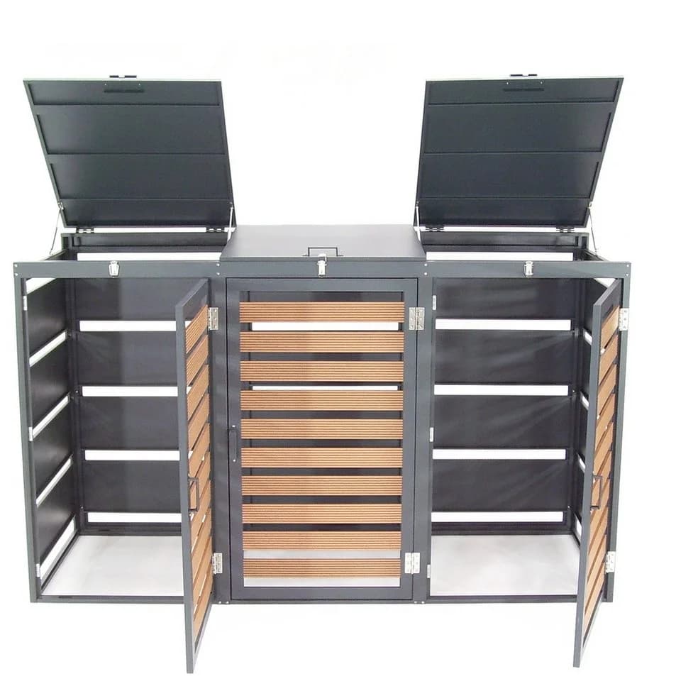 Apex Mülltonnenbox 3-fach 240L WPC Holzoptik Anthrazitgrau - Bild 5