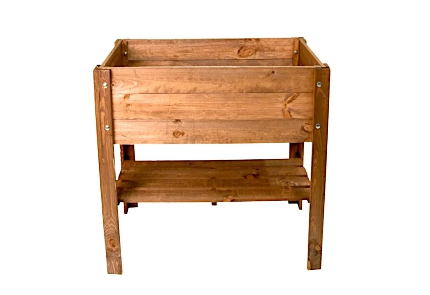 Grüner Jan Hochbeet aus Holz braun mit Ablage