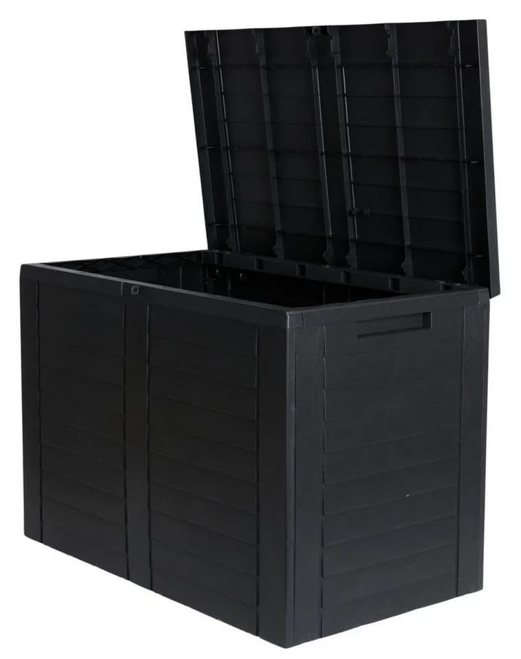 BURI Auflagenbox Balkon-Truhe Holzoptik Anthrazit-Braun Aufbewahrungsbox - Bild 2