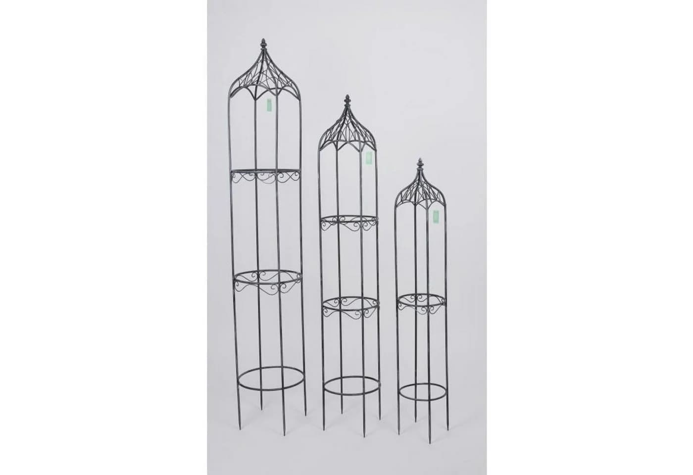 BURI Rankhilfe Set 3 Stück Metall Grau Vintage