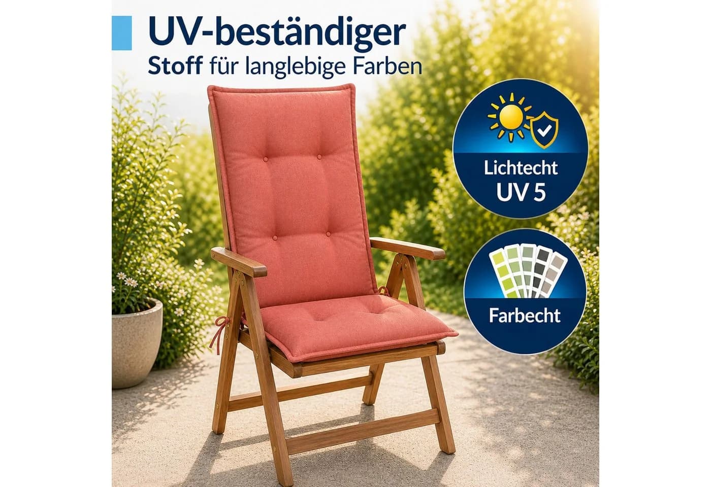 BURI Hochlehnerauflage Sitzkissen Polster für Sessel Gartenstuhl Kissen - Bild 5