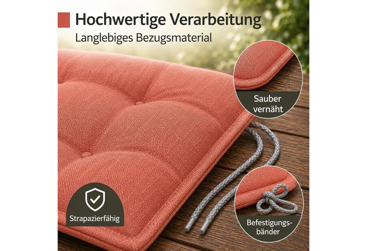 BURI Hochlehnerauflage Terrakotta 100% Baumwolle - Bild 5