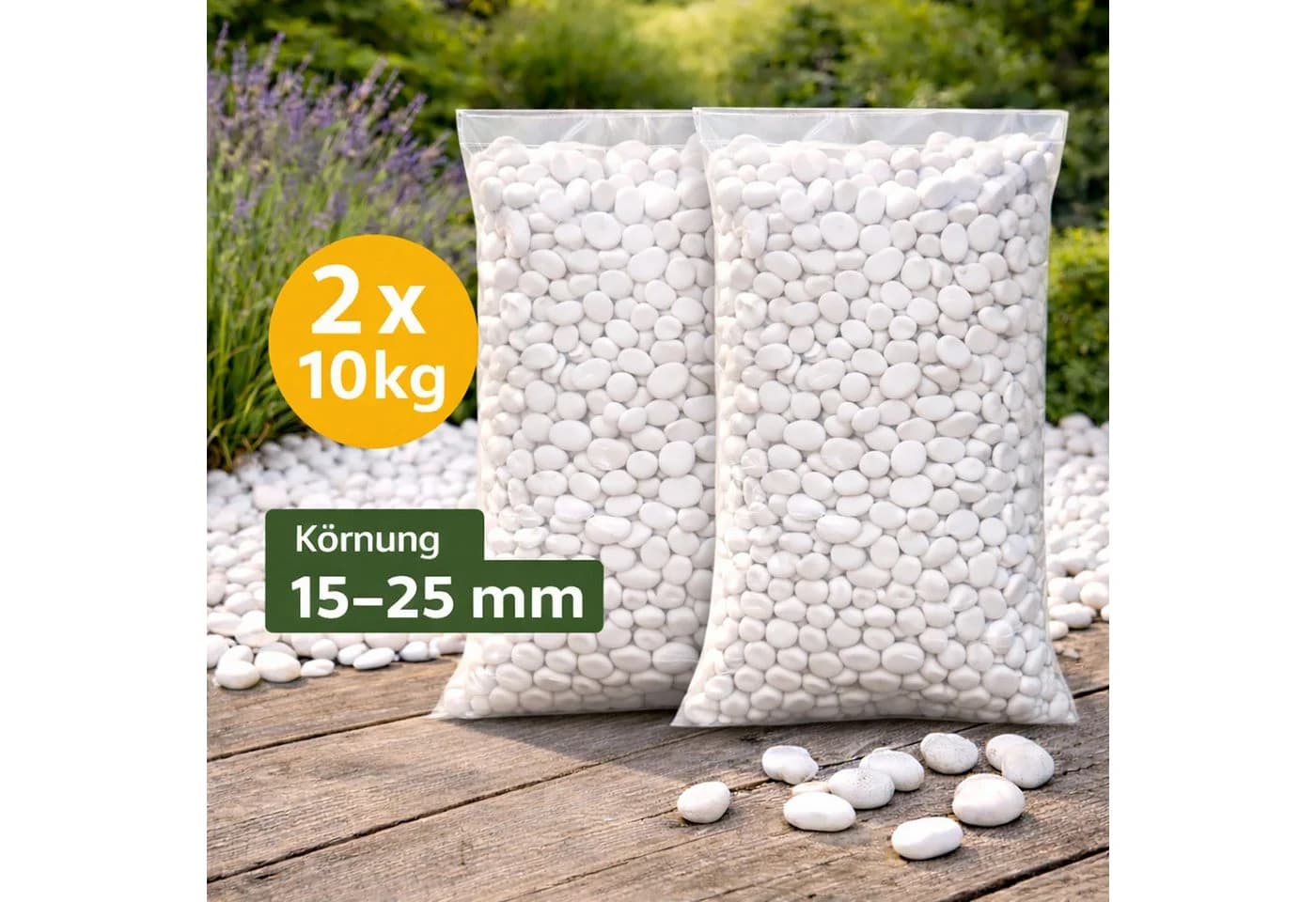 BURI Marmorkies Carrara Weiß 15-25mm 20kg Zierkies